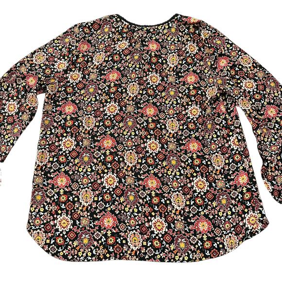 LOFT Womens floral black pinks red blouse size medium - Picture 6 of 6